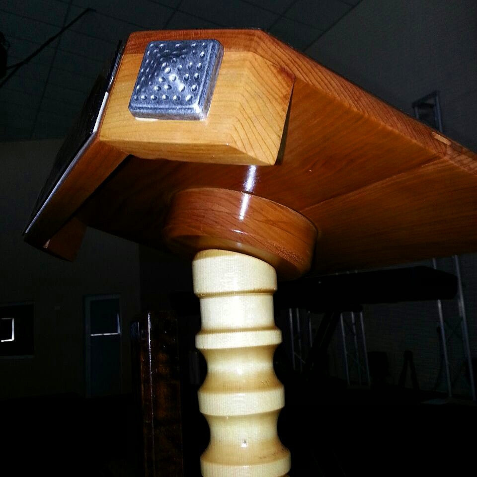 Decor studs used to customise a unique church lectern